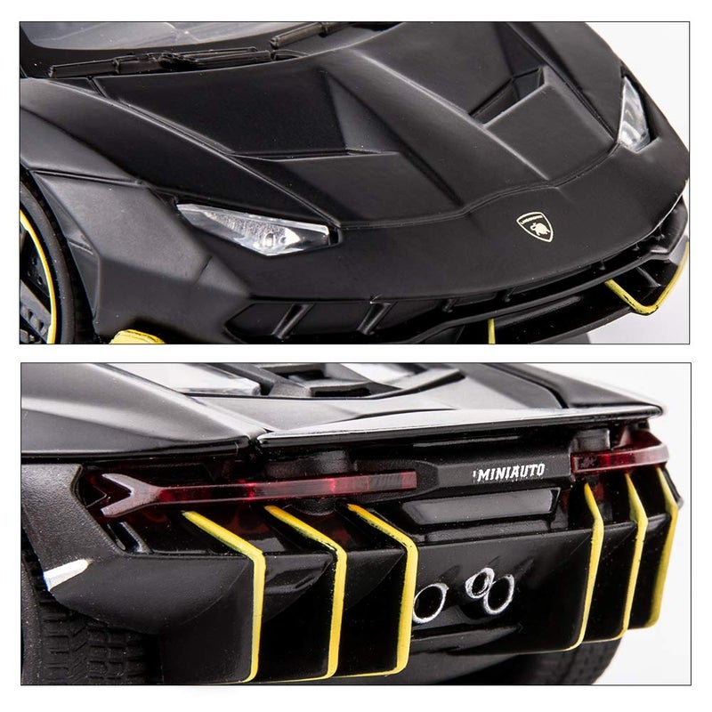 BDTCTK 1:32 Lambo LP770 Car Model Toy Child Sound and Light Pull Back Car Zinc Alloy Toys for Kids Boy Girl Gift (Black) - Image 5